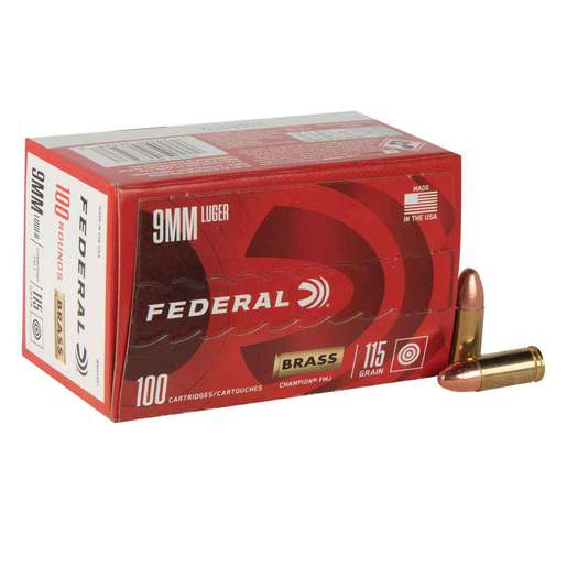 Federal Champion Training 9mm Luger 115gr FMJ Handgun Ammo Ammo - 100 Rounds 100 Rounds Ammo