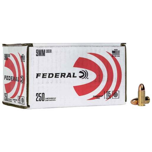Federal Champion Training 9mm Luger 115gr FMJ Handgun Ammo Ammo - 250 Rounds 250 Rounds Ammo
