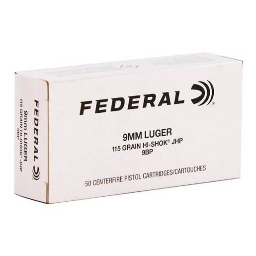 Federal Classic 9mm Luger 115gr JHP Handgun Ammo Ammo - 50 Rounds 50 Rounds Ammo