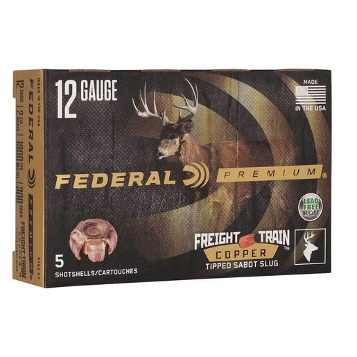 Federal Freight Train Copper Sabot 12 Gauge 2-3/4in 11/16oz Slug Ammo - 5 Rounds 5 Rounds Ammo