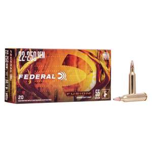 Federal Fusion 22-250 Remington 55gr FSP Rifle Ammo - 20 Rounds