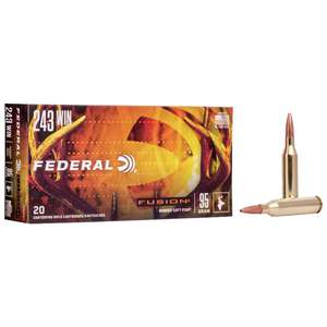 Federal Fusion 243 Winchester 95gr Fusion SP Rifle Ammo - 20 Rounds Federal Fusion 243 Winchester 95gr Fusion SP Rifle Ammo - 20 Rounds