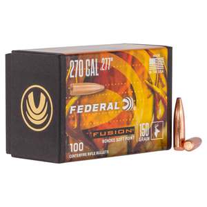 Federal Fusion 270 Caliber/6.8mm SP 150gr Rifle Reloading Bullets - 100 Count