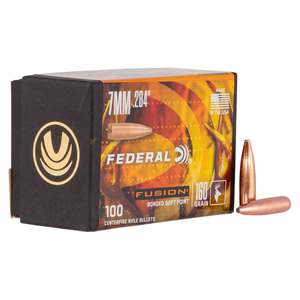 Federal Fusion 284 Caliber/7mm SP 160gr Rifle Reloading Bullets - 100 Count