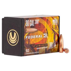 Federal Fusion 30 Caliber SP 180gr Rifle Reloading Bullets - 50 Count