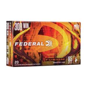 Federal Fusion 308 Winchester 165gr Fusion Soft Point Centerfire Rifle Ammo - 20 Rounds