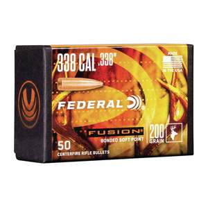 Federal Fusion 338 Caliber SP 200gr Rifle Reloading Bullets - 50 Count