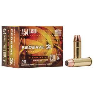 Federal Fusion 454 Casull 260gr Fusion Soft Point Handgun Ammo - 20 Rounds Federal Fusion 454 Casull 260gr Fusion Soft Point Handgun Ammo - 20 Rounds