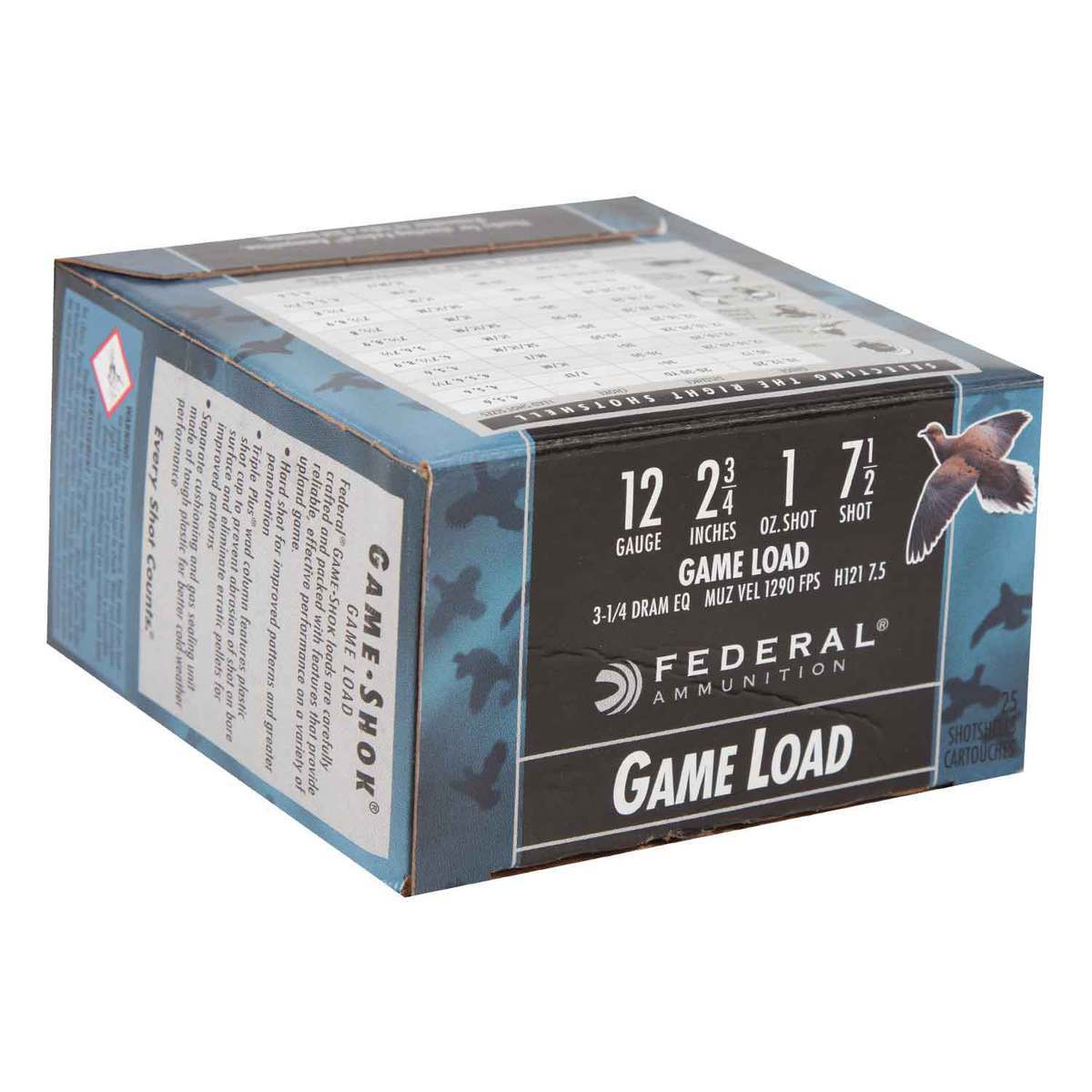 Federal Game-Shok 12 Gauge 2-3/4in #7.5 1oz Upland Shotshells - 25 Rounds Federal Game-Shok 12 Gauge 2-3/4in #7.5 1oz Upland Shotshells - 25 Rounds