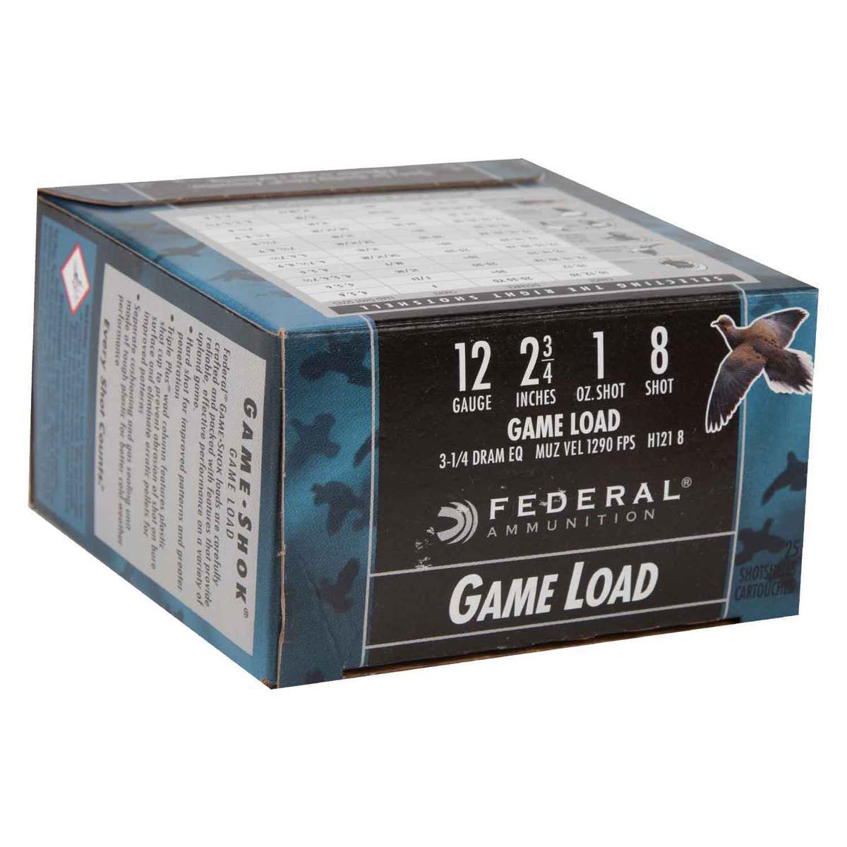Federal Game-Shok 12 Gauge 2-3/4in #8 1oz Upland Shotshells - 25 Rounds Federal Game-Shok 12 Gauge 2-3/4in #8 1oz Upland Shotshells - 25 Rounds