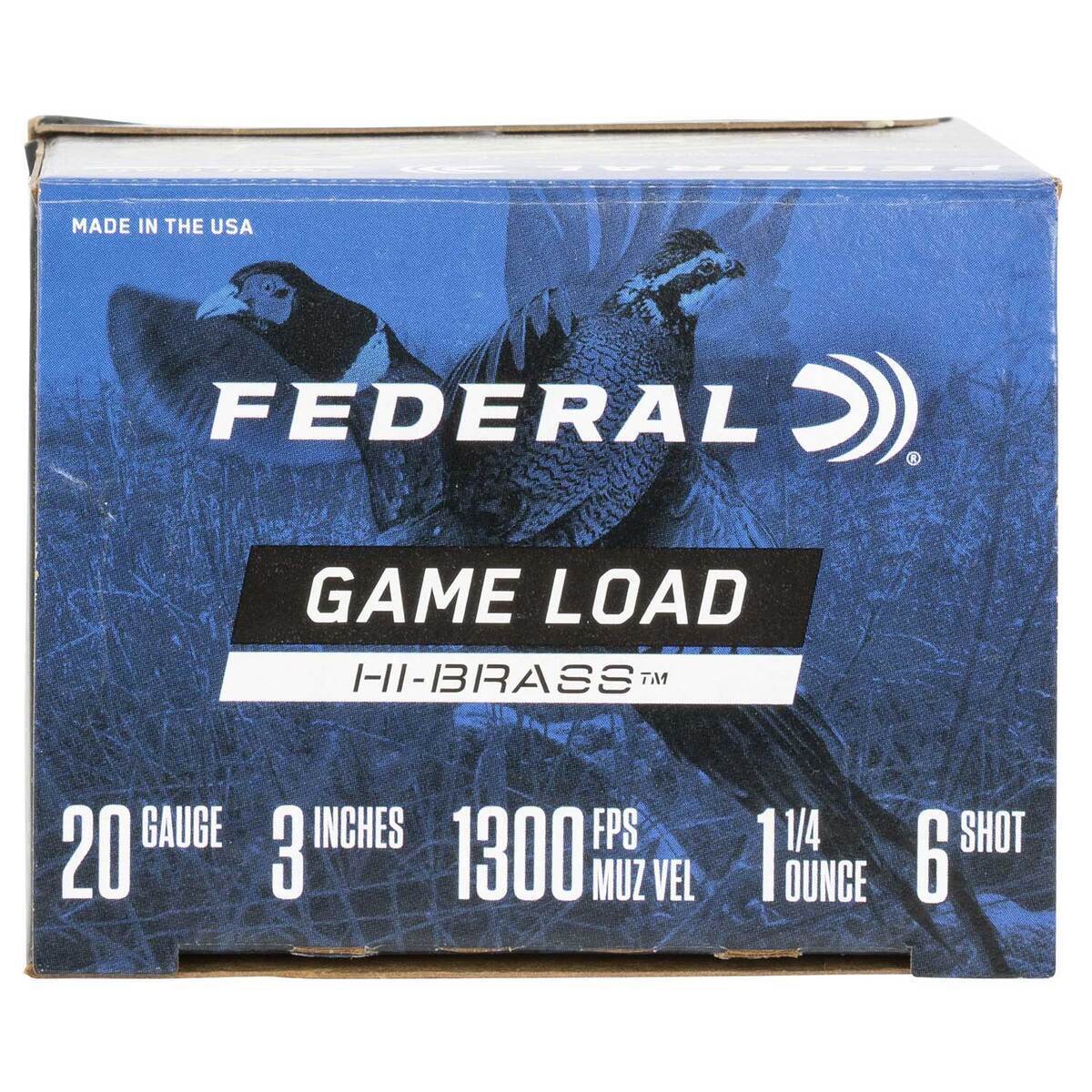 Federal Game-Shok High Brass 20 Gauge 3in #6 1-1/4oz Upland Shotshells - 25 Rounds Federal Game-Shok High Brass 20 Gauge 3in #6 1-1/4oz Upland Shotshells - 25 Rounds