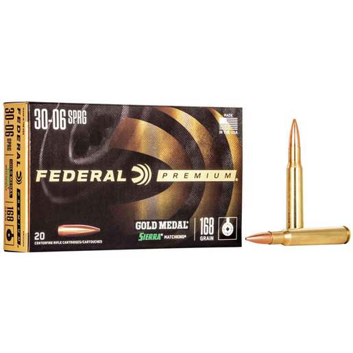 Federal Gold Medal 30-06 Springfield 168gr Sierra MatchKing BTHP Rifle Ammo – 20 Rounds