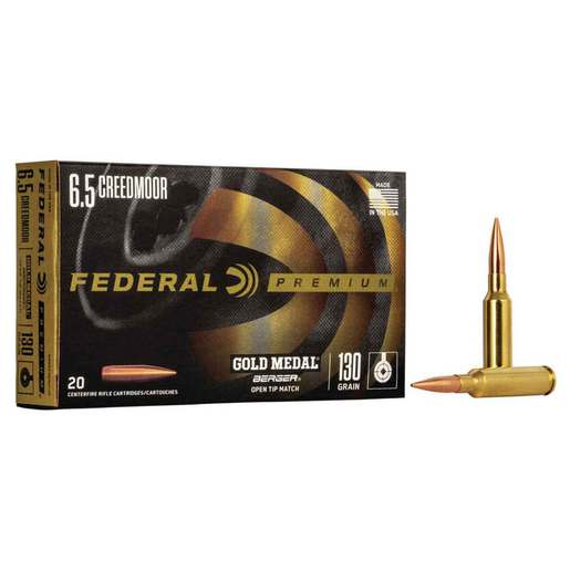Federal Gold Medal 6.5 Creedmoor 130gr Berger AR Hybrid OTM Rifle Ammo Ammo - 20 Rounds 20 Rounds Ammo