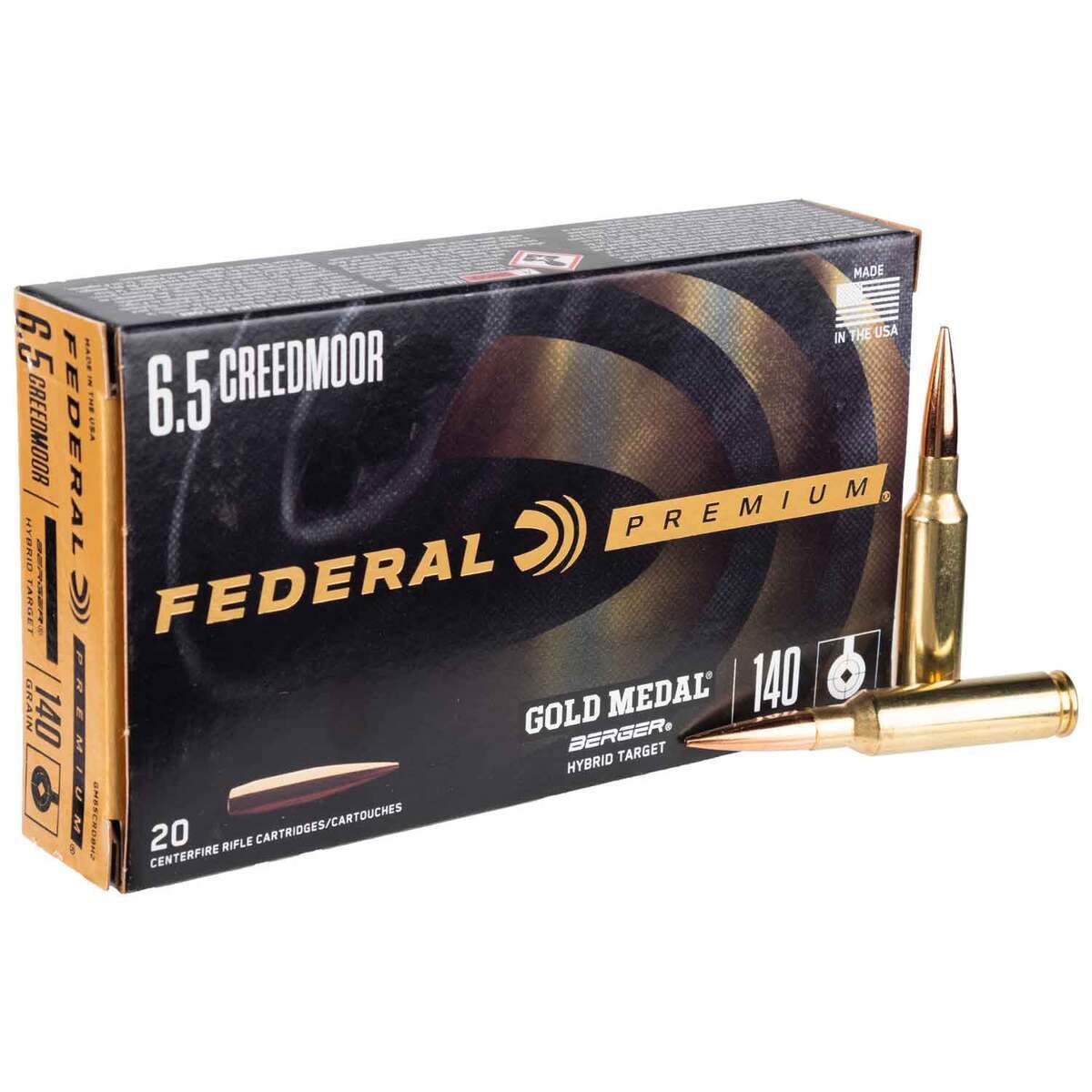 Federal Gold Medal 6.5 Creedmoor 140gr Berger Hybrid Target Rifle Ammo - 20 Rounds Federal Gold Medal 6.5 Creedmoor 140gr Berger Hybrid Target Rifle Ammo - 20 Rounds