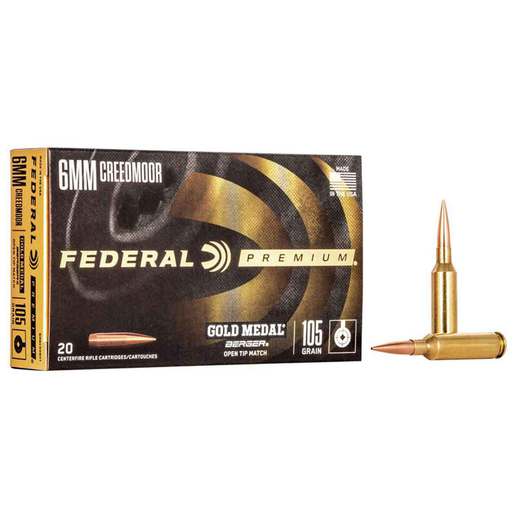 Federal Gold Medal 6mm Creedmoor 105gr Berger Hybrid Rifle Ammo Ammo - 20 Rounds 20 Rounds Ammo