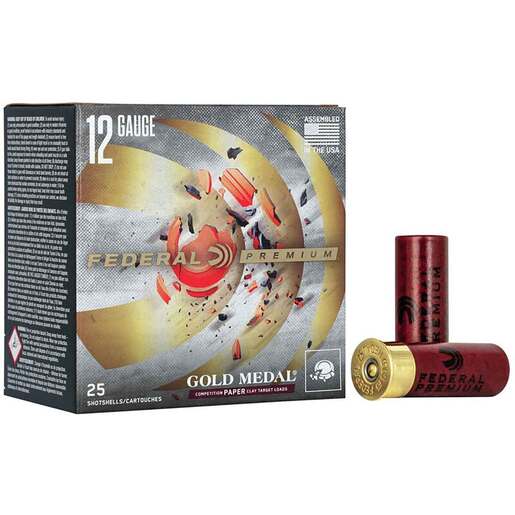 Federal Gold Medal Paper 12 Gauge 2-3/4in #7.5 1-1/8oz Target Shotshells Ammo - 25 Rounds Ammo - #7.5 25 Rounds - #7.5 Ammo