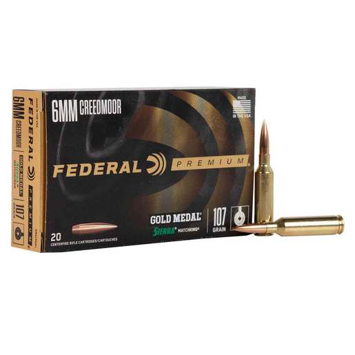 Federal Gold Medal Sierra 6mm Creedmoor 107gr Siera BTHP Rifle Ammo- 20 Rounds eral Gold Medal Sierra 6mm Creedmoor 107gr Siera BTHP Rifle- 20 Rounds Ammo