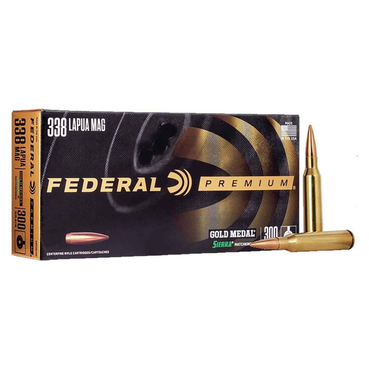 Federal Gold Medal Sierra MatchKing 338 Lapua Magnum 300gr Boat-Tail Hollow Point Centerfire Rifle Ammo - 220 Rounds Federal Gold Medal Sierra MatchKing 338 Lapua Magnum 300gr Boat-Tail Hollow Point Centerfire Rifle Ammo - 220 Rounds