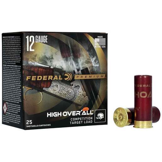Federal High Over All 12 Gauge 2-3/4in #7.5 1-1/8oz Target Shotshells Ammo - 25 Rounds Ammo - #7.5 25 Rounds - #7.5 Ammo