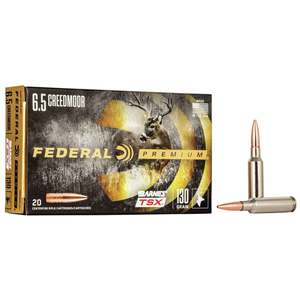 Federal Nickel-Plated Barnes 6.5 Creedmoor 130gr TSX Rifle Ammo - 20 Rounds
