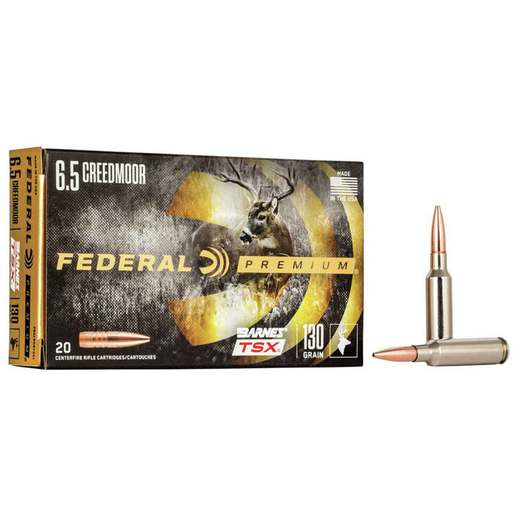 Federal Nickel-Plated Barnes 6.5 Creedmoor 130gr TSX Rifle Ammo Ammo - 20 Rounds 20 Rounds Ammo