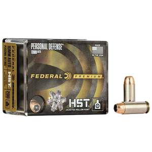 Federal Personal Defense 10mm Auto 200gr HST JHP Handgun Ammo - 20 Rounds