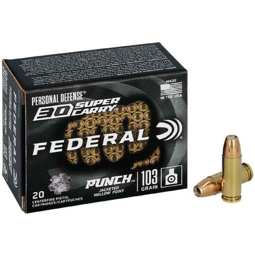 Federal Personal Defense 30 Super Carry 103gr Jacketed Hollow Point Handgun Ammo Ammo - 20 Rounds 20 Rounds Ammo