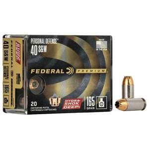 Federal Personal Defense 40 S&W 165gr Hydra-Shok Deep Handgun Ammo - 20 Rounds
