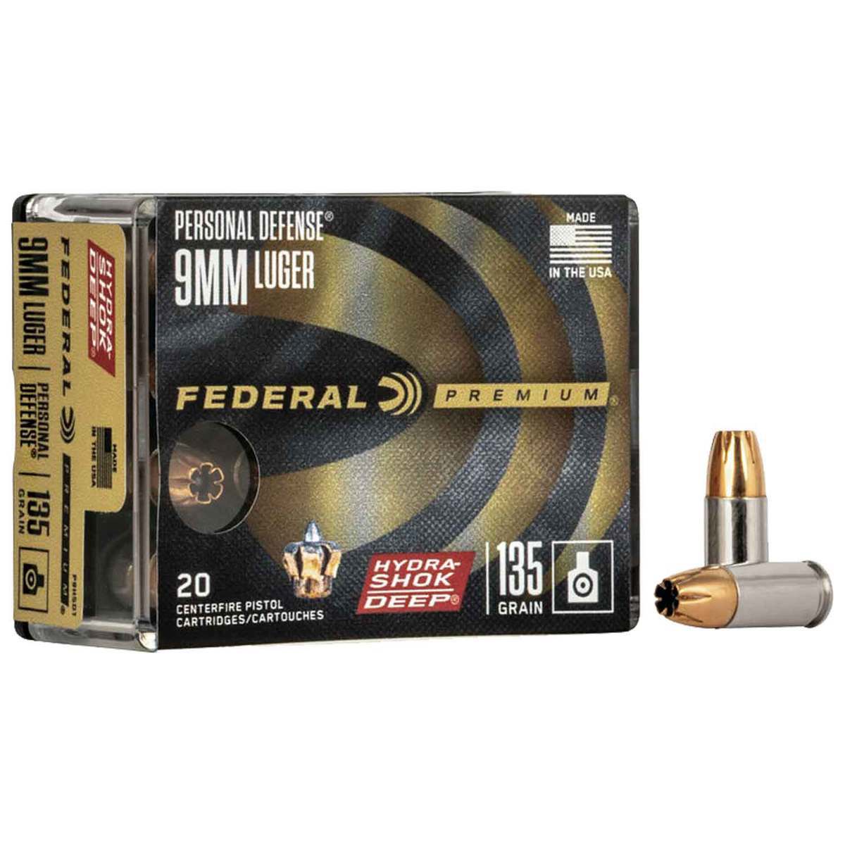 Federal Personal Defense 9mm Luger 135gr Hydra-Shok Deep ...