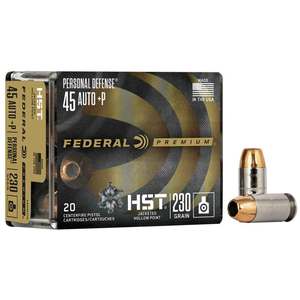 Federal Personal Defense HST 45 Auto (ACP) +P 230gr HST JHP Handgun Ammo - 20 Rounds