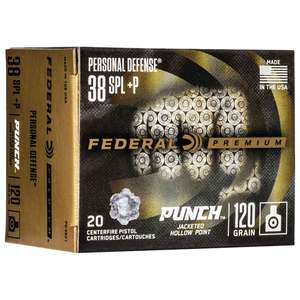 Federal Personal Defense Punch 38 Special +P 120gr JHP Handgun Ammo - 20 Rounds