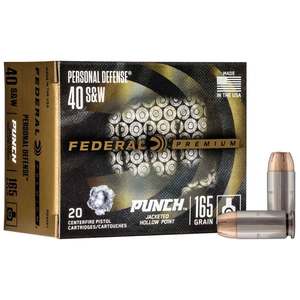 Federal Personal Defense Punch 40 S&W 165gr JHP Handgun Ammo - 20 Rounds