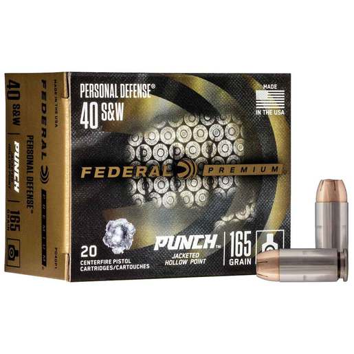 Federal Personal Defense Punch 40 S&W 165gr JHP Handgun Ammo Ammo - 20 Rounds 20 Rounds Ammo