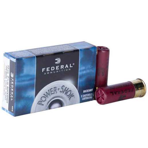 Federal Power-Shok 12 Gauge 2-3/4in 00 Buck Buckshot Shotshells – 5 Rounds – #00 Buck
