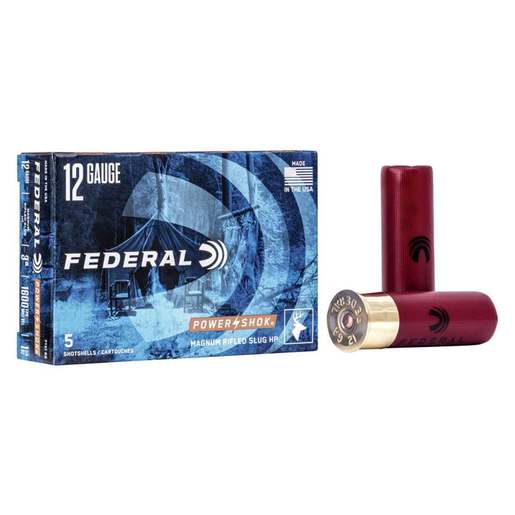 Federal Power-Shok 12 Gauge 3in 1-1/4oz Slug Shotshells Ammo - 5 Rounds 5 Rounds Ammo