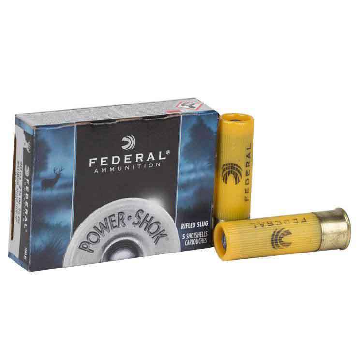 Federal Power-Shok 20 Gauge 2-3/4in 3/4oz Slug Shotshells - 5 Rounds Federal Power-Shok 20 Gauge 2-3/4in 3/4oz Slug Shotshells - 5 Rounds
