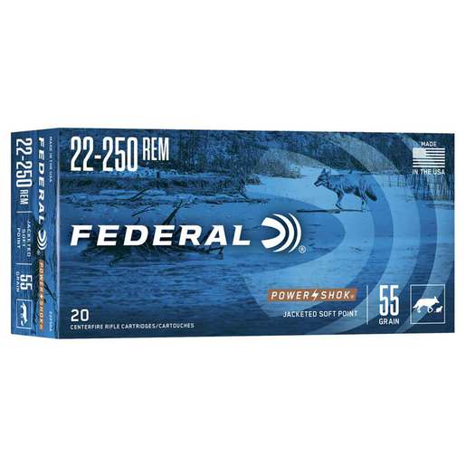 Federal Power-Shok 22-250 Remington 55gr SP Rifle Ammo Ammo - 20 Rounds 20 Rounds Ammo