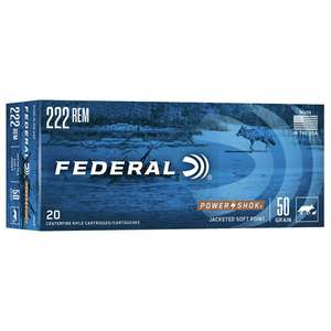Federal Power-Shok 222 Remington 50gr SP Rifle Ammo - 20 Rounds Federal Power-Shok 222 Remington 50gr SP Rifle Ammo - 20 Rounds