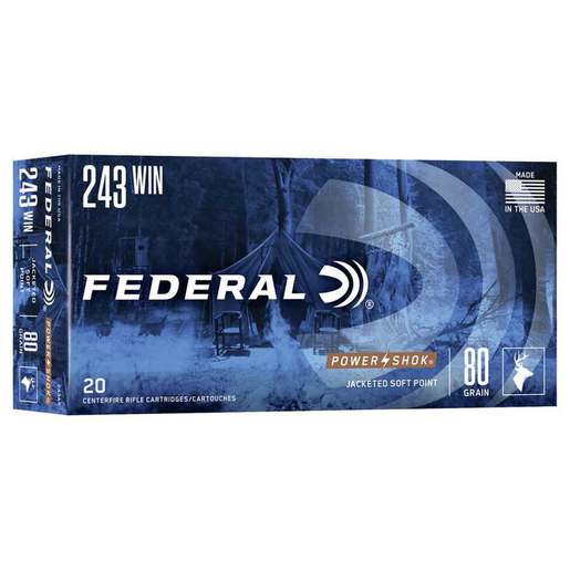 Federal Power-Shok 243 Winchester 80gr SP Rifle Ammo Ammo - 20 Rounds 20 Rounds Ammo