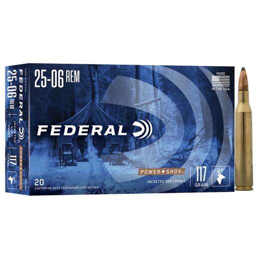 Federal Power Shok 25-06 Remington 117gr JSP Rifle Ammo Ammo - 20 Rounds 20 Rounds Ammo