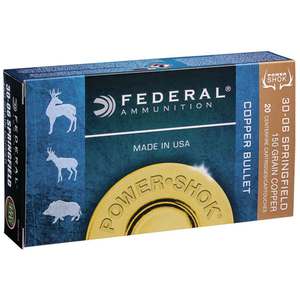 Federal Power Shok 30-06 Springfield 150GR CHP Rifle Ammo - 20 Rounds Federal Power Shok 30-06 Springfield 150GR CHP Rifle Ammo - 20 Rounds