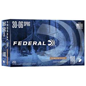 Federal Power-Shok 30-06 Springfield 180gr SP Rifle Ammo - 20 Rounds
