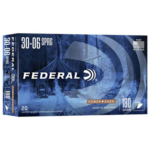 Federal Power-Shok 30-06 Springfield 180gr SP Rifle Ammo Ammo - 20 Rounds 20 Rounds Ammo