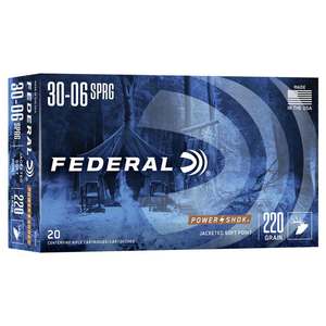Federal Power-Shok 30-06 Springfield 220gr SP Rifle Ammo - 20 Rounds