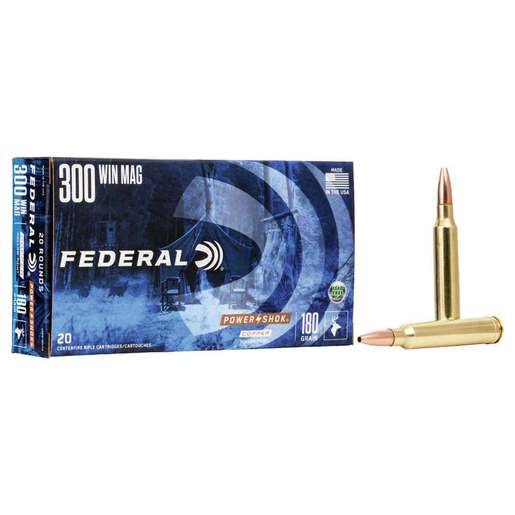 Federal Power Shok 300 Winchester Magnum 180gr Copper HP Rifle Ammo Ammo - 20 Rounds 20 Rounds Ammo