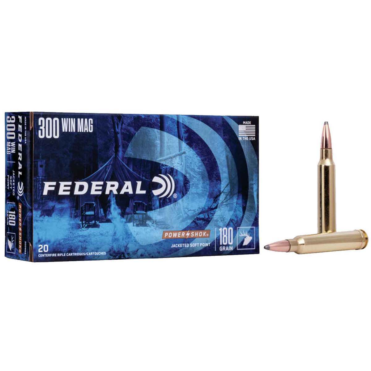 Federal Power-Shok 300 Winchester Magnum 180gr SP Rifle Ammo - 20 Rounds Federal Power-Shok 300 Winchester Magnum 180gr SP Rifle Ammo - 20 Rounds