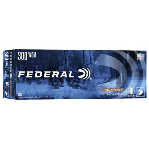 Federal Power-Shok 300 WSM (Winchester Short Mag) 180gr SP Rifle Ammo – 20 Rounds