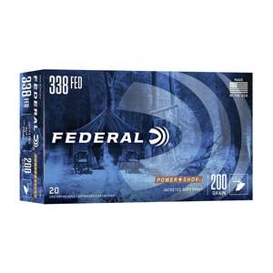 Federal Power-Shok 338 Federal 200gr Jacketed Soft Point Centerfire Rifle Ammo - 20 Rounds