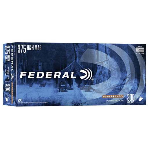 Federal Power-Shok 375 H&H Magnum 300gr SP Rifle Ammo – 20 Rounds