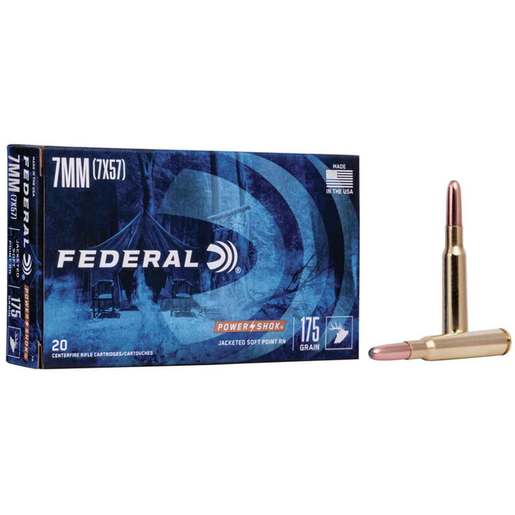 Federal Power-Shok 7mm Mauser (7x57mm Mauser) 175gr JSP Rifle Ammo Ammo - 20 Rounds 20 Rounds Ammo